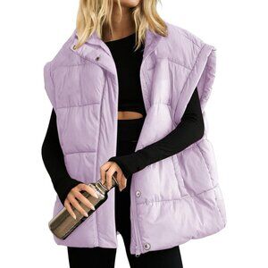 Oversized Puffer Vest in Purple NEW